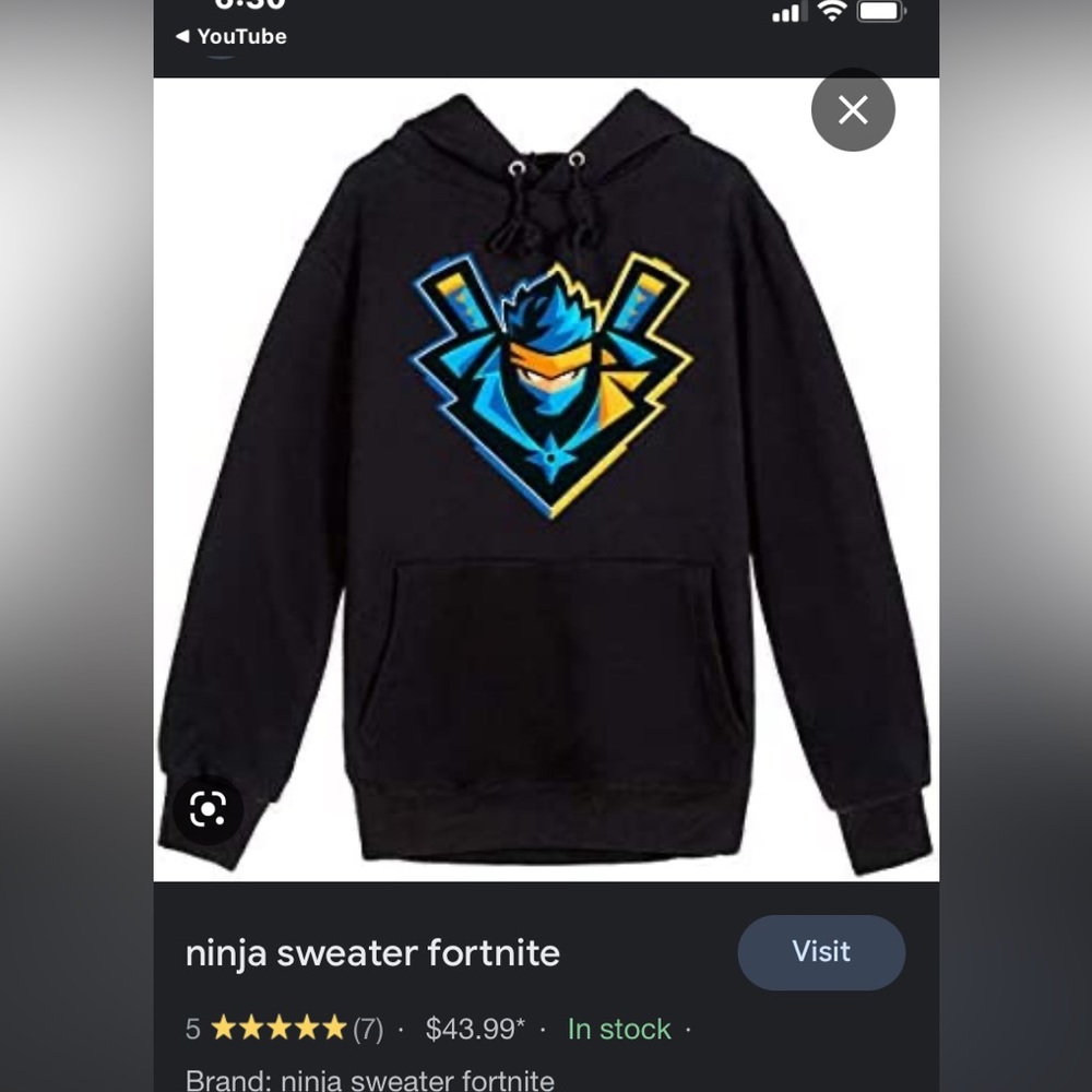 Fortnite Kid’s Unisex Hoodie Sweatshirt Ninja Twitch & Youtube Streamer